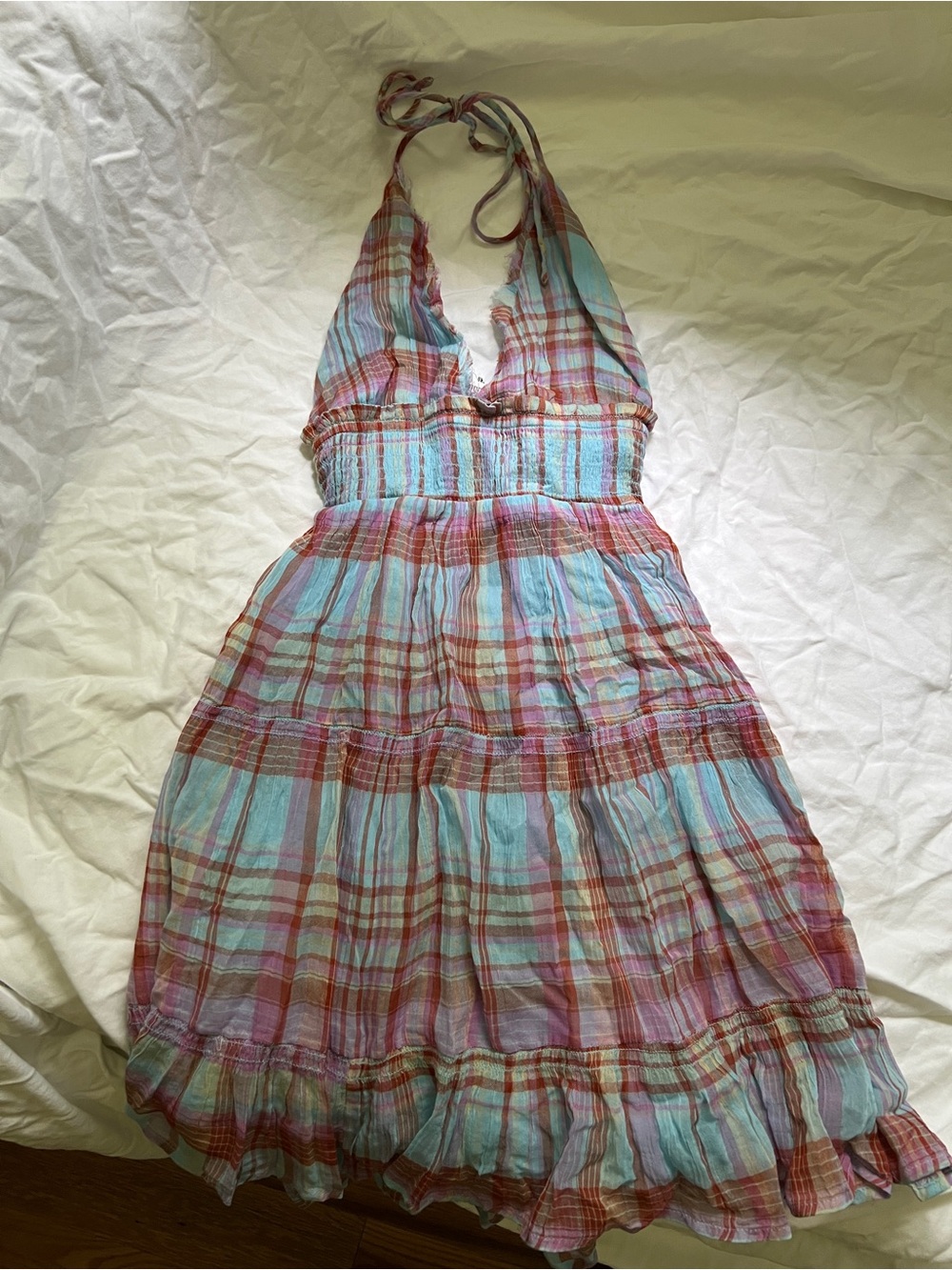 Kimchi Blue Plaid Halter Mini Dress